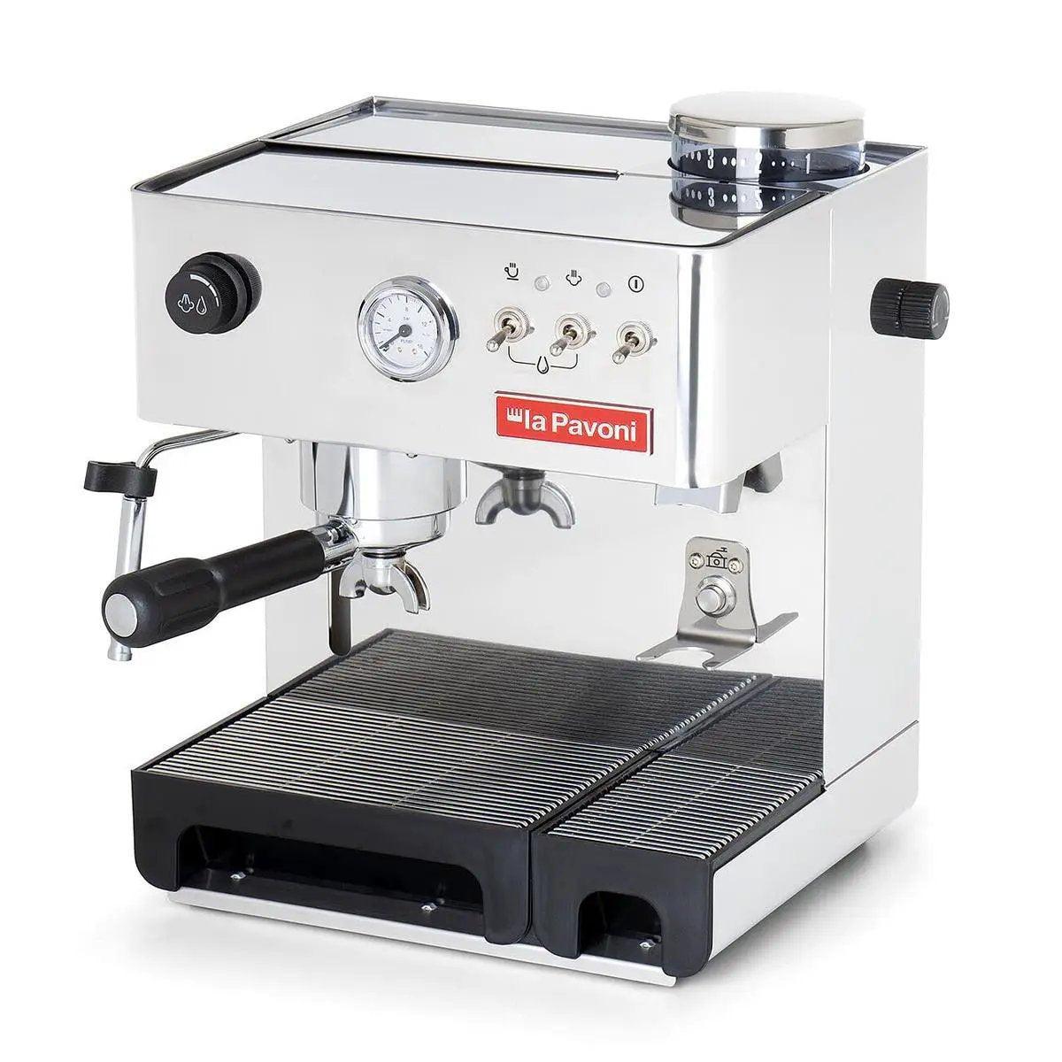La Pavoni Espresso Coffee Machine Domus Bar Stainless Steel Built-in Grinder 2.7L by La Pavoni