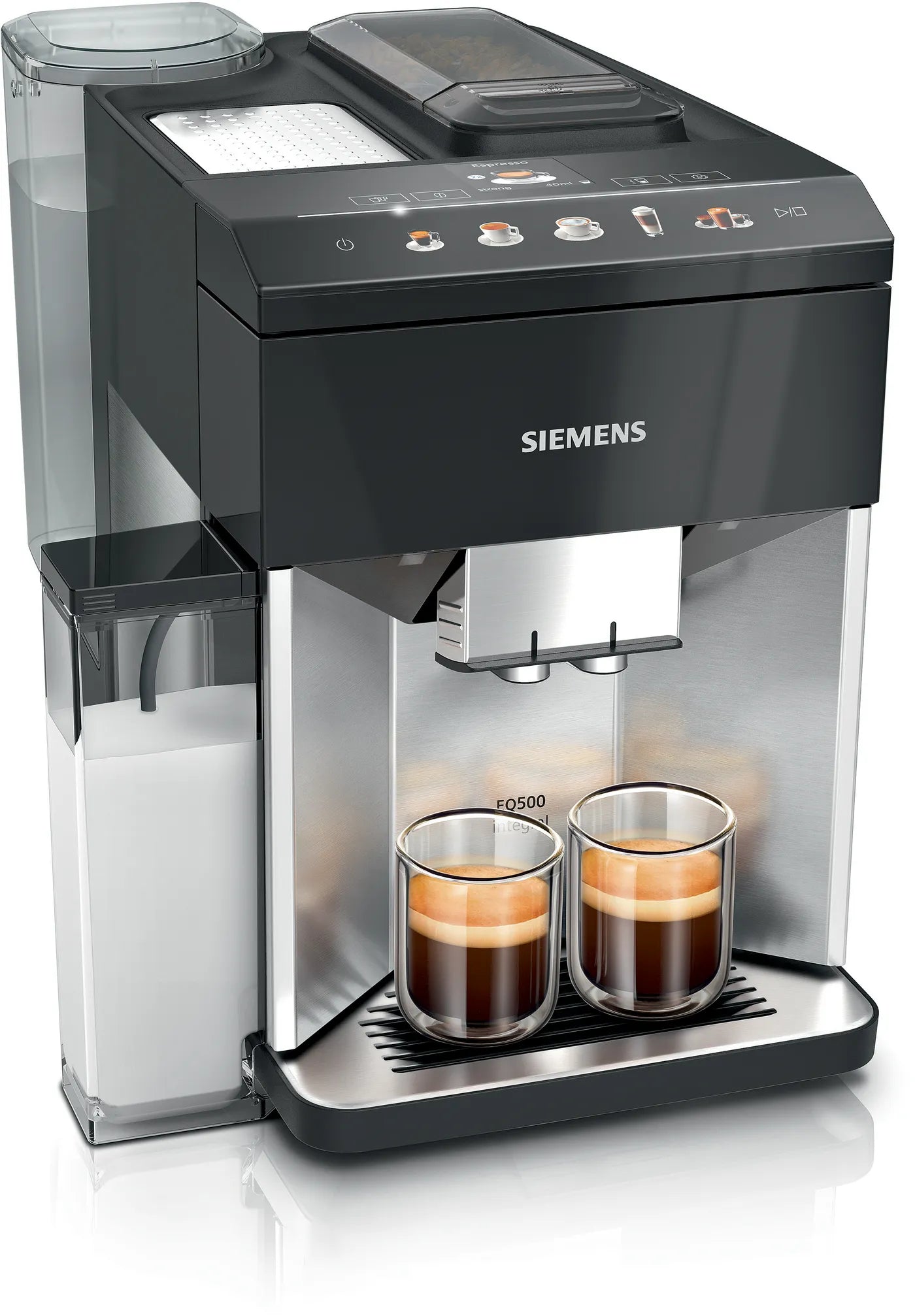Siemens EQ.500 Integral TQ517R03 Kaffeevollautomat Edelstahl Piano Schwarz Mit Touchscreen