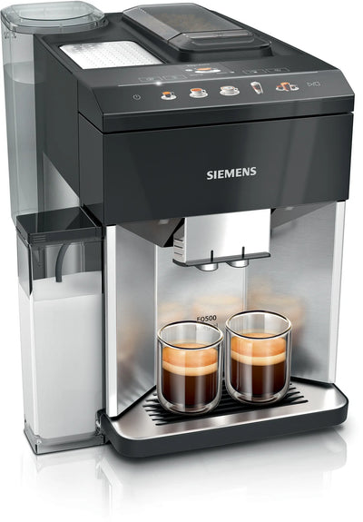 Siemens EQ.500 Integral TQ517R03 Kaffeevollautomat Edelstahl Piano Schwarz Mit Touchscreen