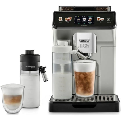 De'Longhi Eletta Explore ECAM450.65.S LatteCrema Silber Mit Cold Brew Funktion Integriertes Milchschaumsystem