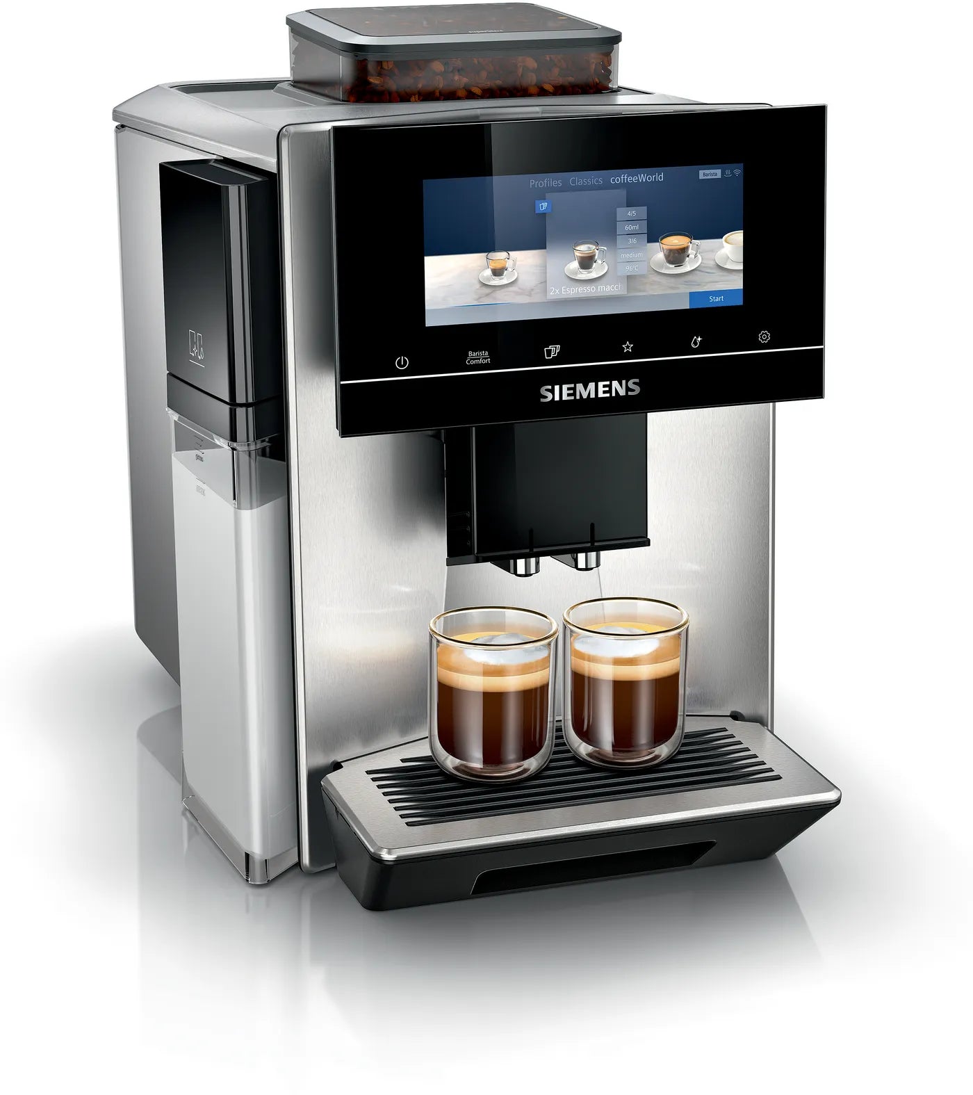 Siemens EQ.900 Plus TQ903RZ3 Edelstahl Kaffeevollautomat Zwei Bohnenbehälter Zwei Leise Mahlwerke