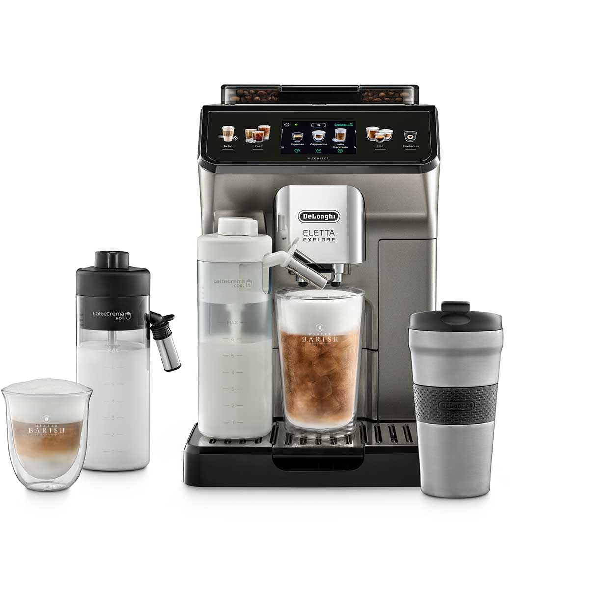 De'Longhi Eletta Explore Titanium Kaffeevollautomat ECAM450.86.T Mit Cold Brew System Milchaufschäumer