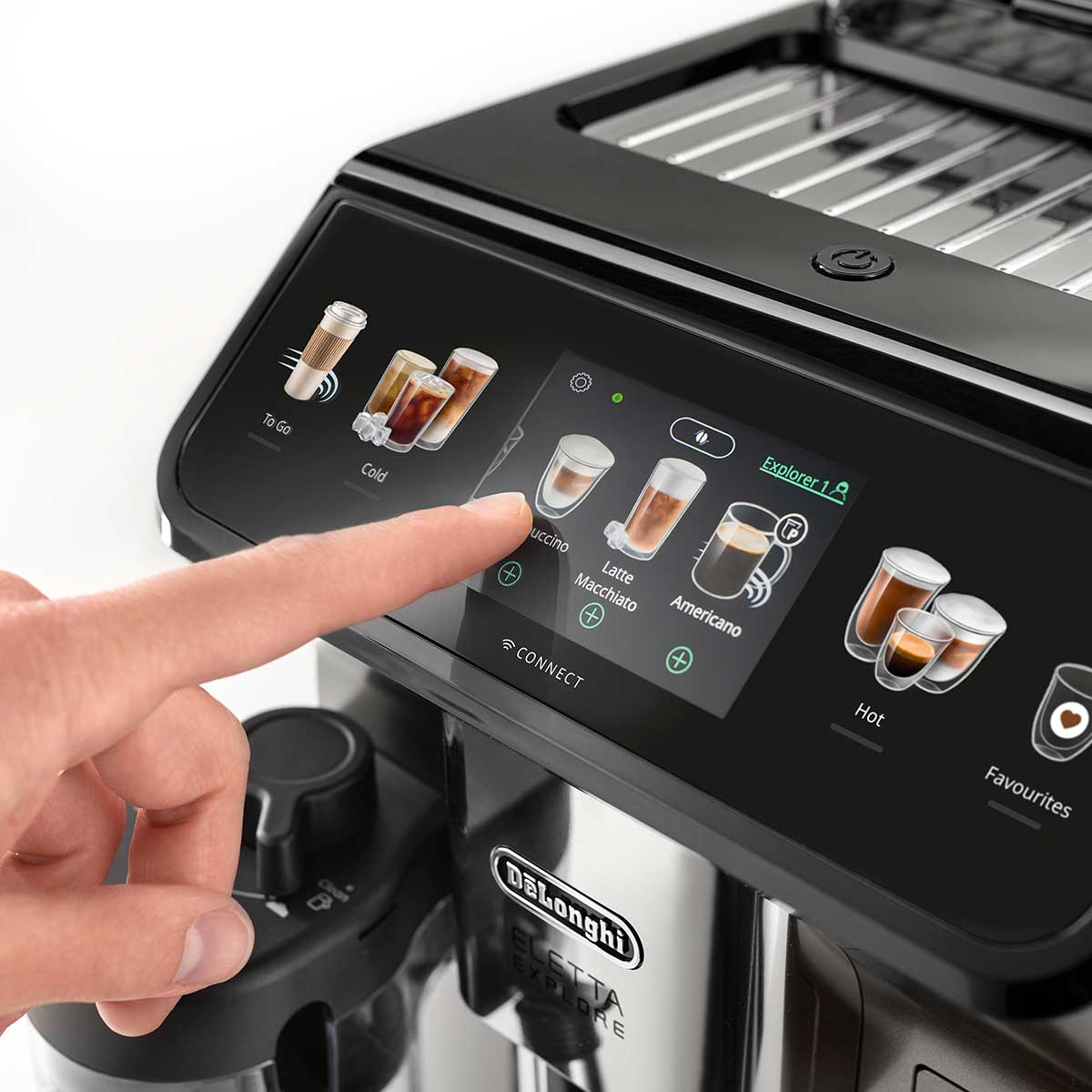 De'Longhi Eletta Explore Titanium Kaffeevollautomat ECAM450.86.T Mit Cold Brew System Milchaufschäumer