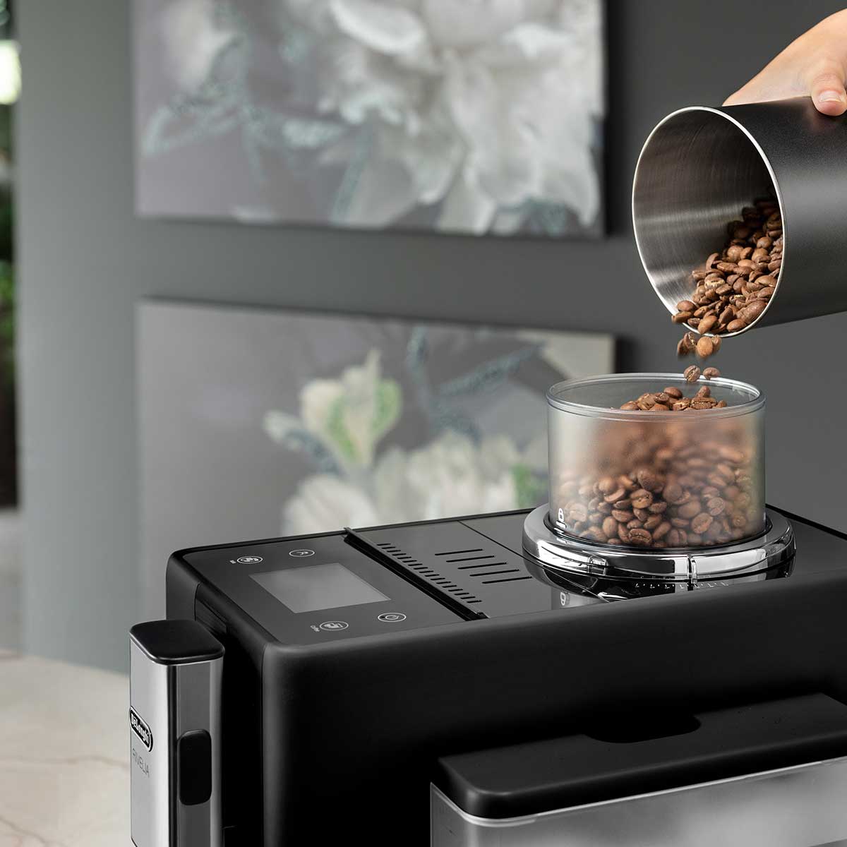 De'Longhi Rivelia Onyx Black Vollautomatische Espressomaschine Mit Bean-Wechselsystem Und Mahlwerk