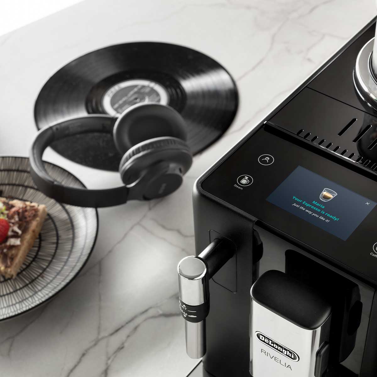 De'Longhi Rivelia Onyx Black Vollautomatische Espressomaschine Mit Bean-Wechselsystem Und Mahlwerk