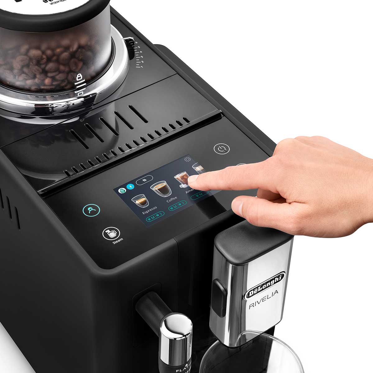 De'Longhi Rivelia Onyx Black Vollautomatische Espressomaschine Mit Bean-Wechselsystem Und Mahlwerk