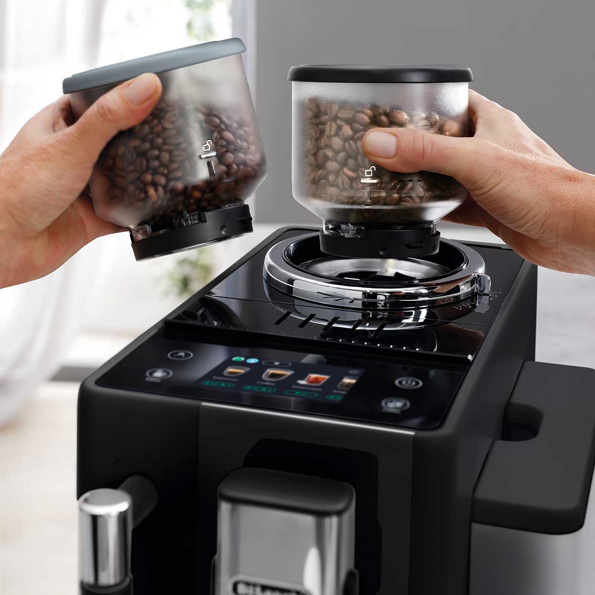 De'Longhi Rivelia Onyx Black Vollautomatische Espressomaschine Mit Bean-Wechselsystem Und Mahlwerk